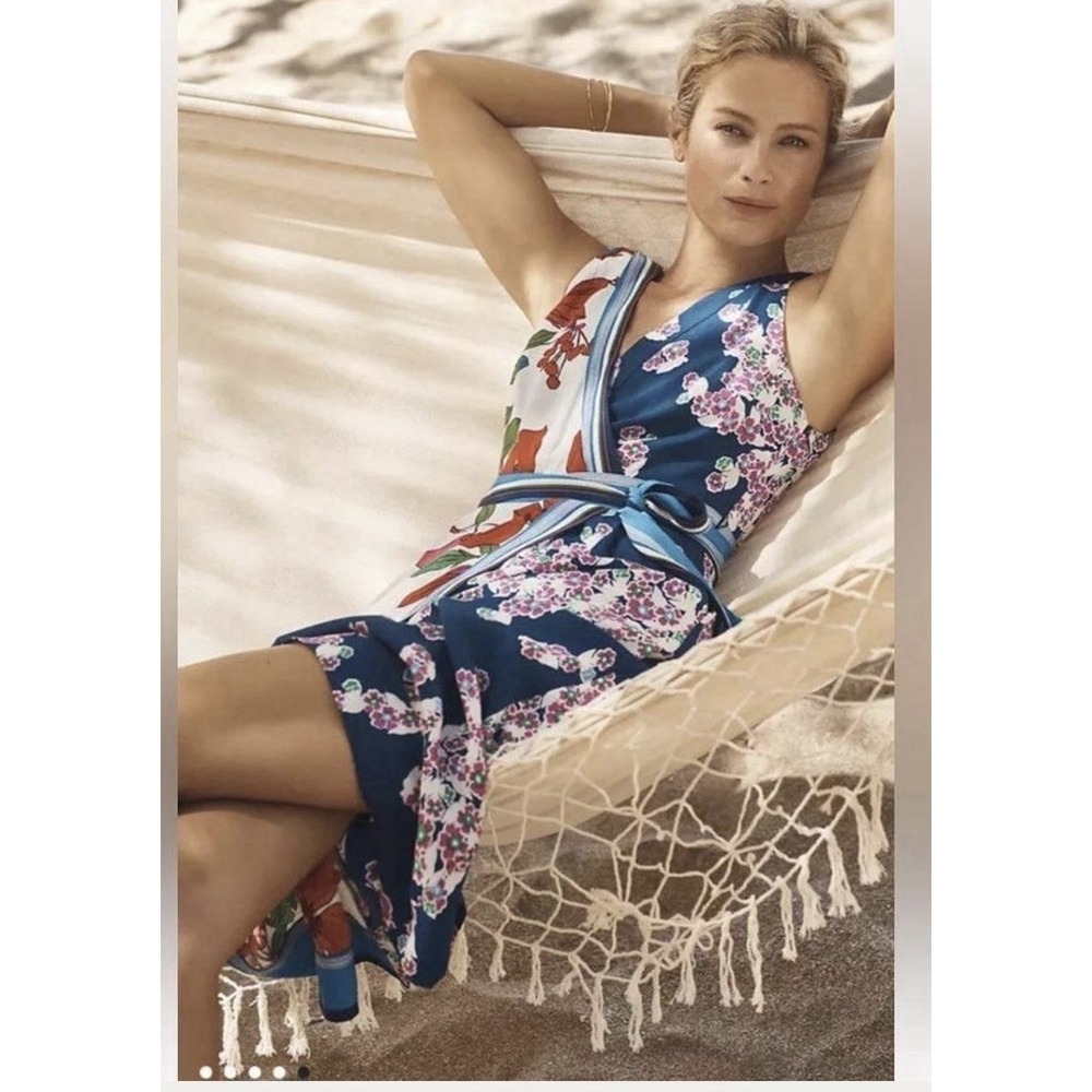 Maeve Anthropologie Botanica Patchwork Dress Women's Size 00 Petite Midi Wrap - Picture 3 of 11